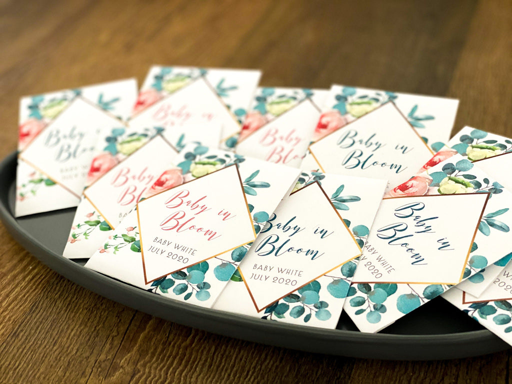 Floral Baby Shower Seed Packet Favors: 'Baby in Bloom' Wildflower Seeds