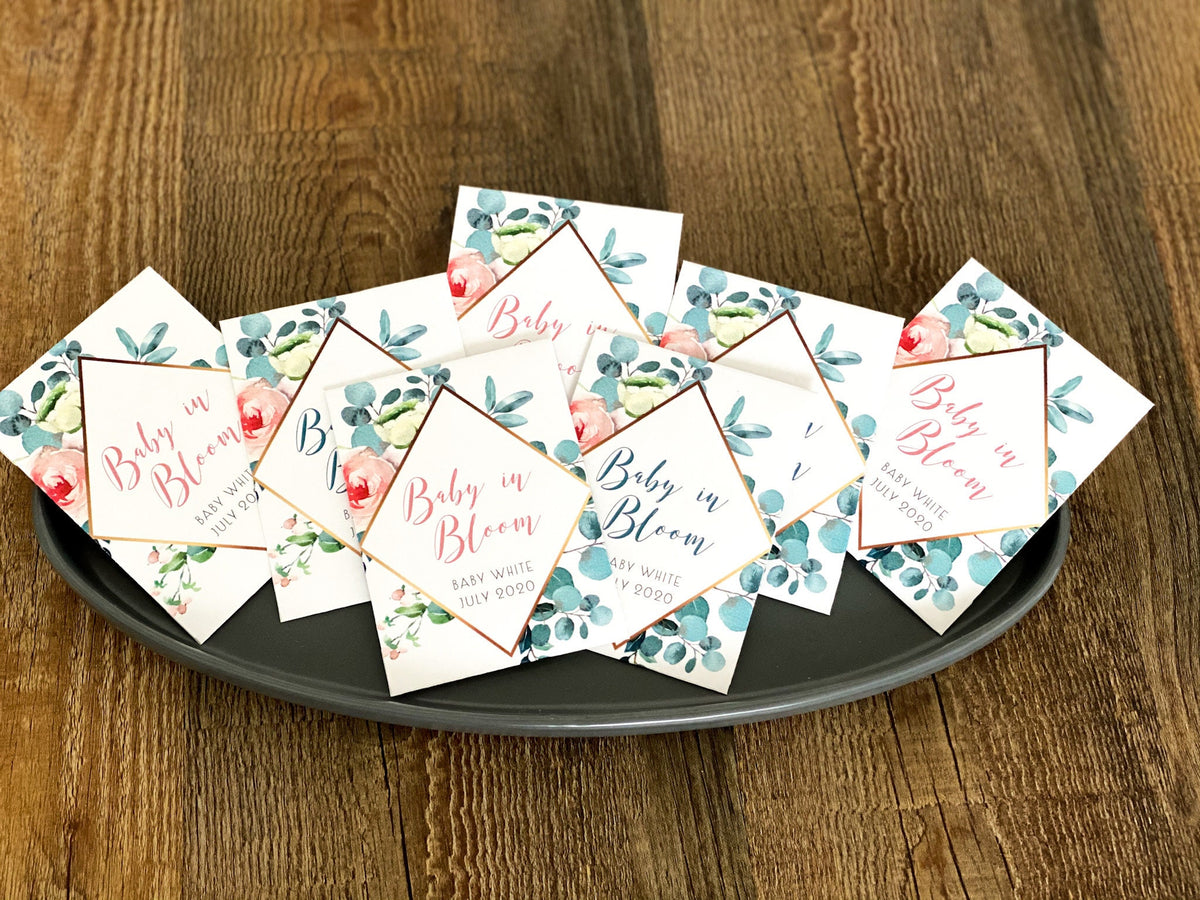 Floral Baby Shower Seed Packet Favors: 'Baby in Bloom' Wildflower Seeds