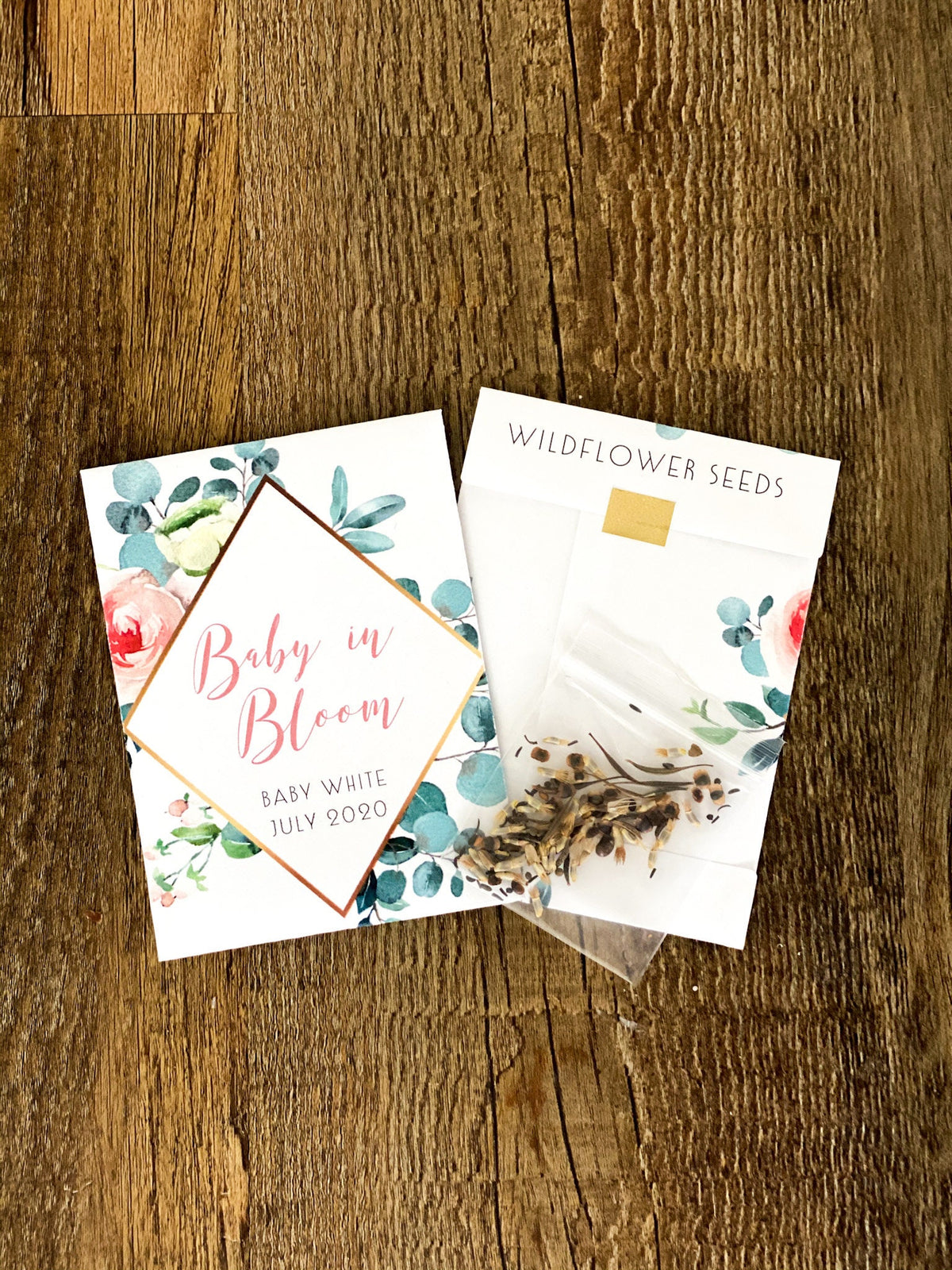 Floral Baby Shower Seed Packet Favors: 'Baby in Bloom' Wildflower Seeds