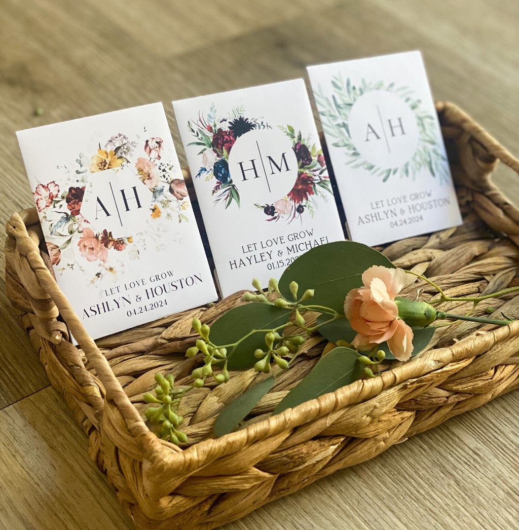 Custom Wildflower Seed Packet Favors: Personalized Wedding Gifts