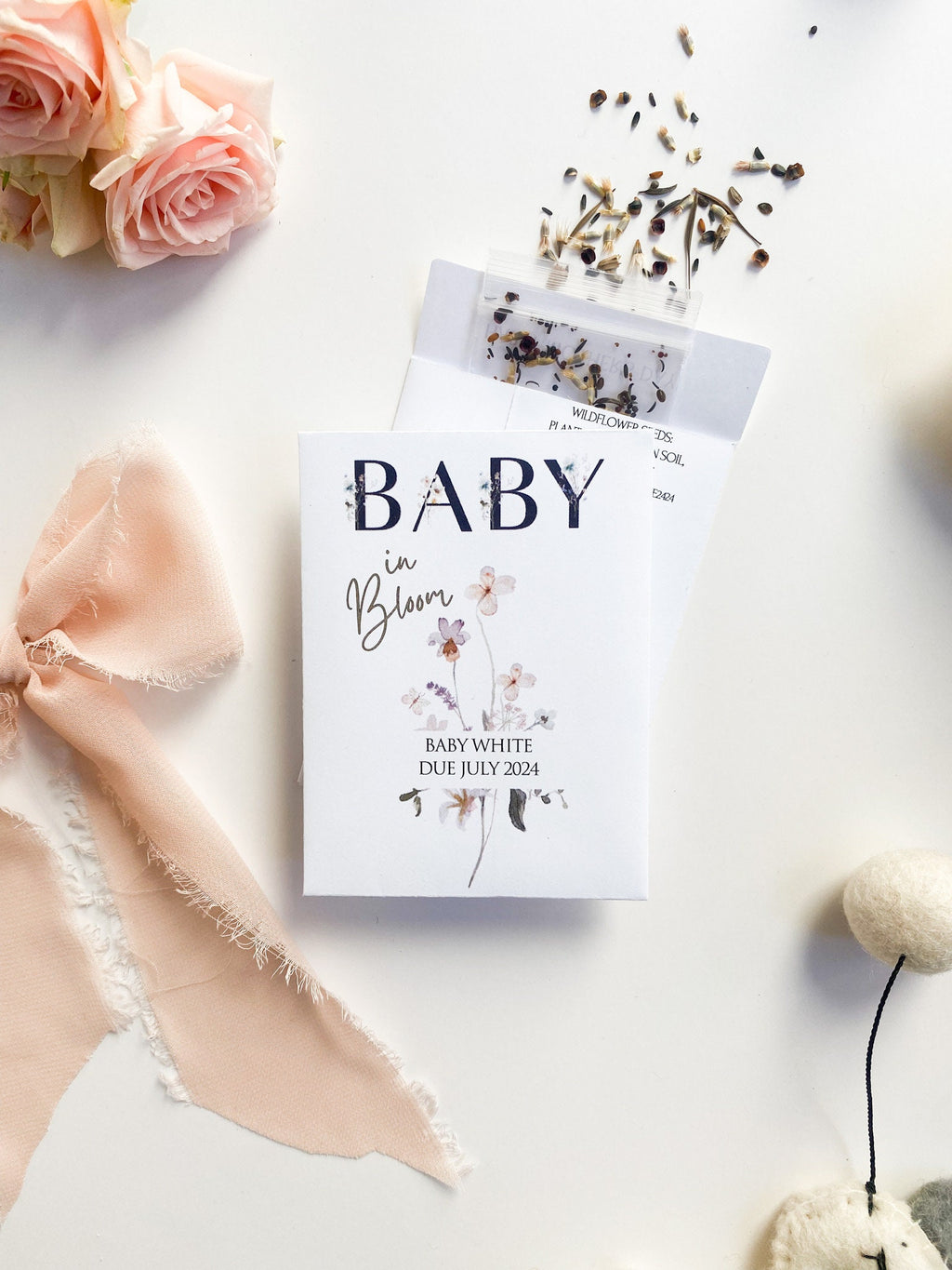 Wildflower Seed Packet Favors: Personalized Baby Shower Seed Envelopes
