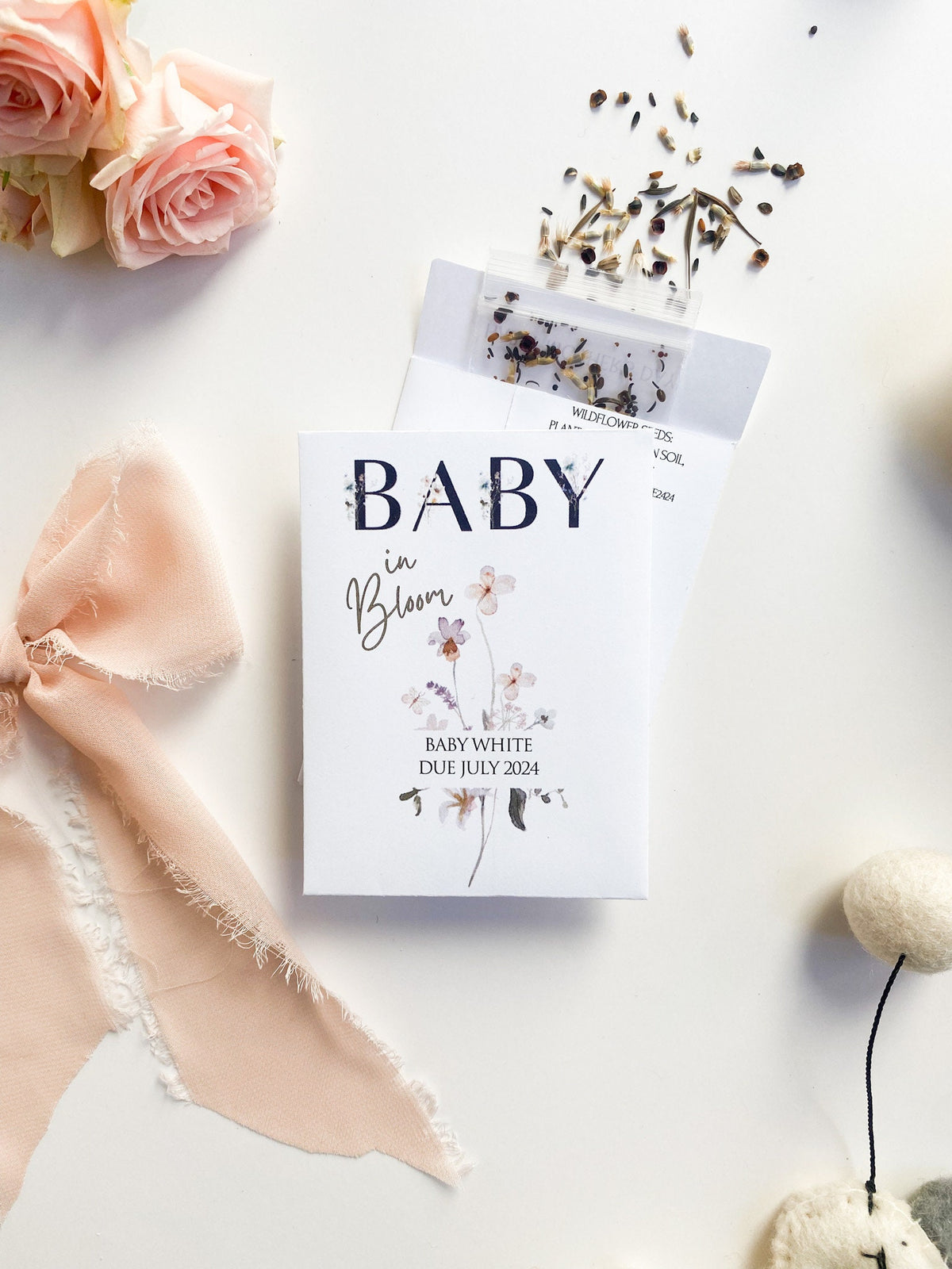 Wildflower Seed Packet Favors: Personalized Baby Shower Seed Envelopes