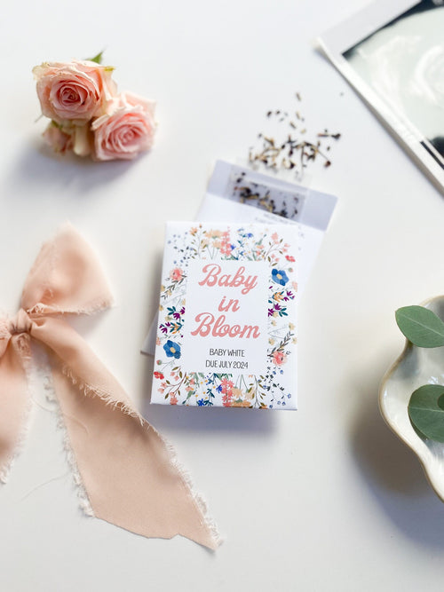 Custom Baby in Bloom Wildflower Seed Packet Favors