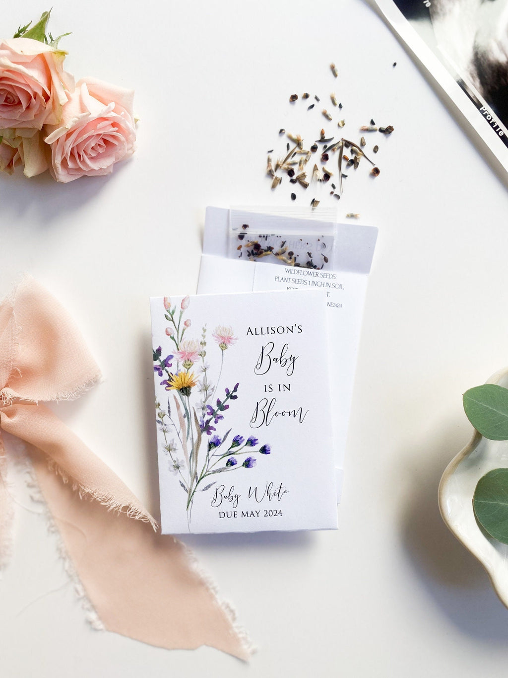 Custom Baby Shower Seed Packet Favors: Wildflower Seeds