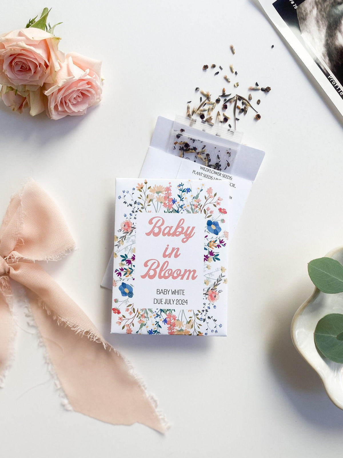 Custom Baby in Bloom Wildflower Seed Packet Favors