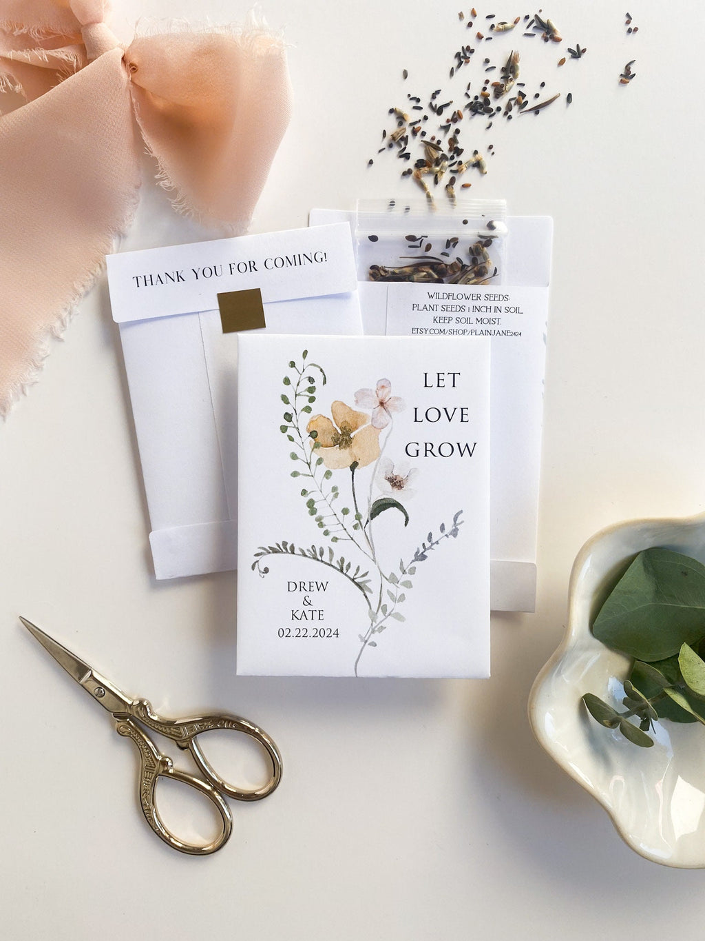 Custom Wildflower Seed Packet Wedding Favors: Let Love Grow
