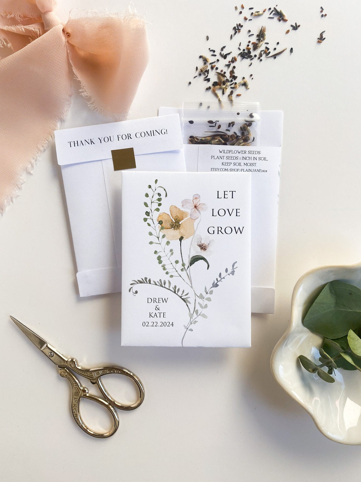 Custom Wildflower Seed Packet Wedding Favors: Let Love Grow