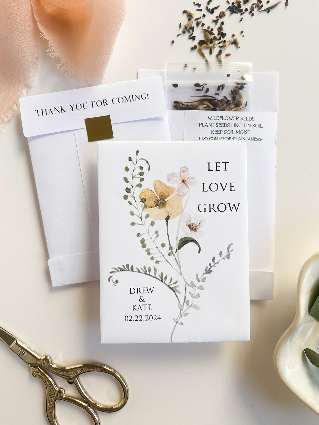 Custom Wildflower Seed Packet Wedding Favors: Let Love Grow