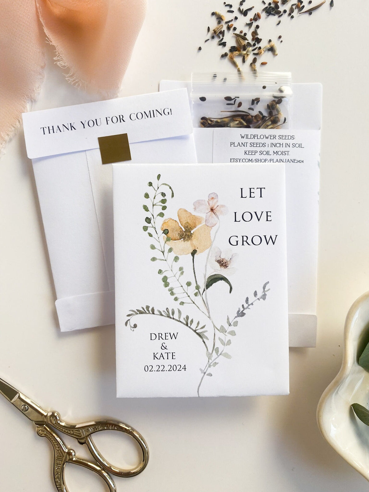 Custom Wildflower Seed Packet Wedding Favors: Let Love Grow