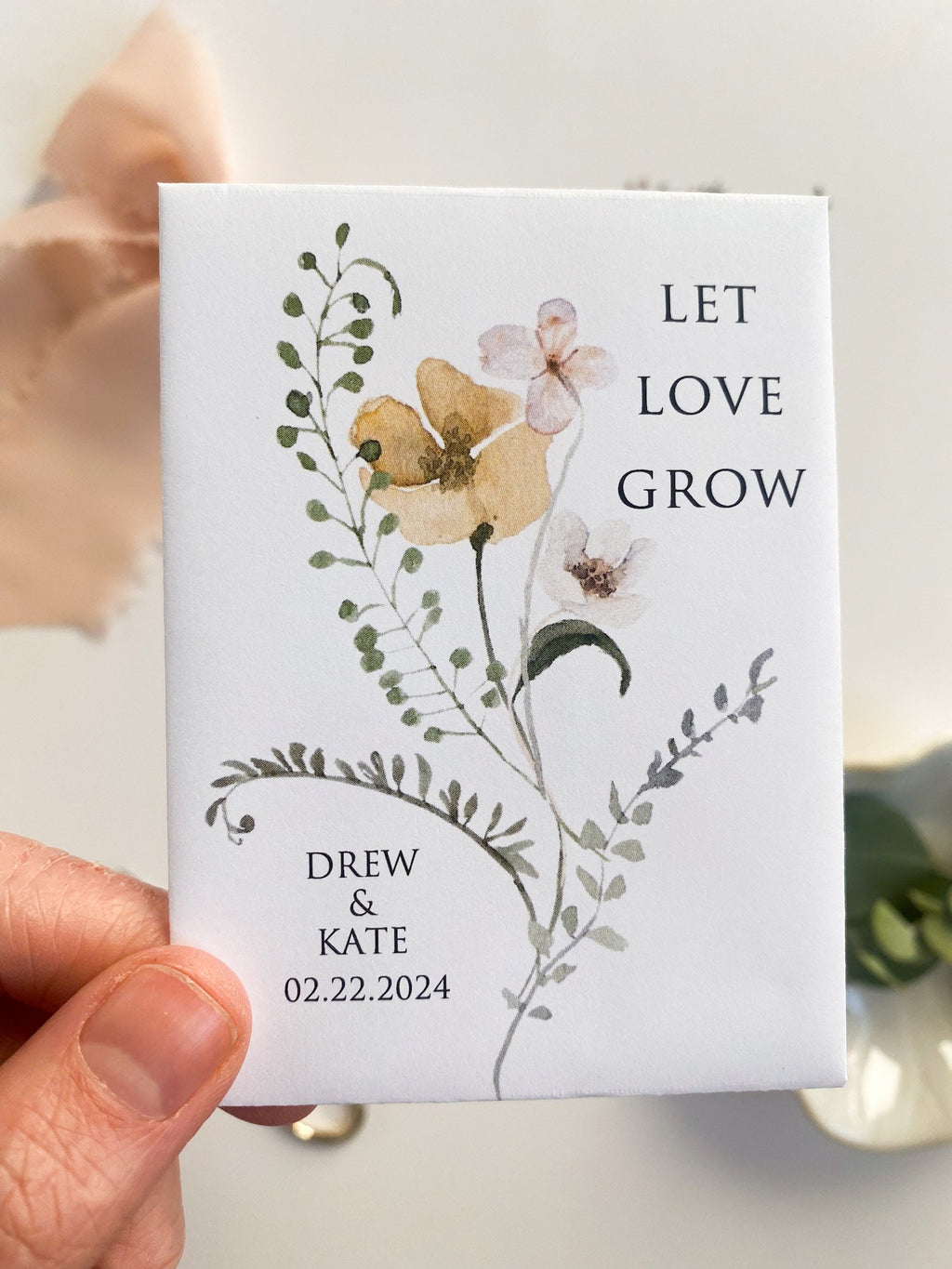 Custom Wildflower Seed Packet Wedding Favors: Let Love Grow