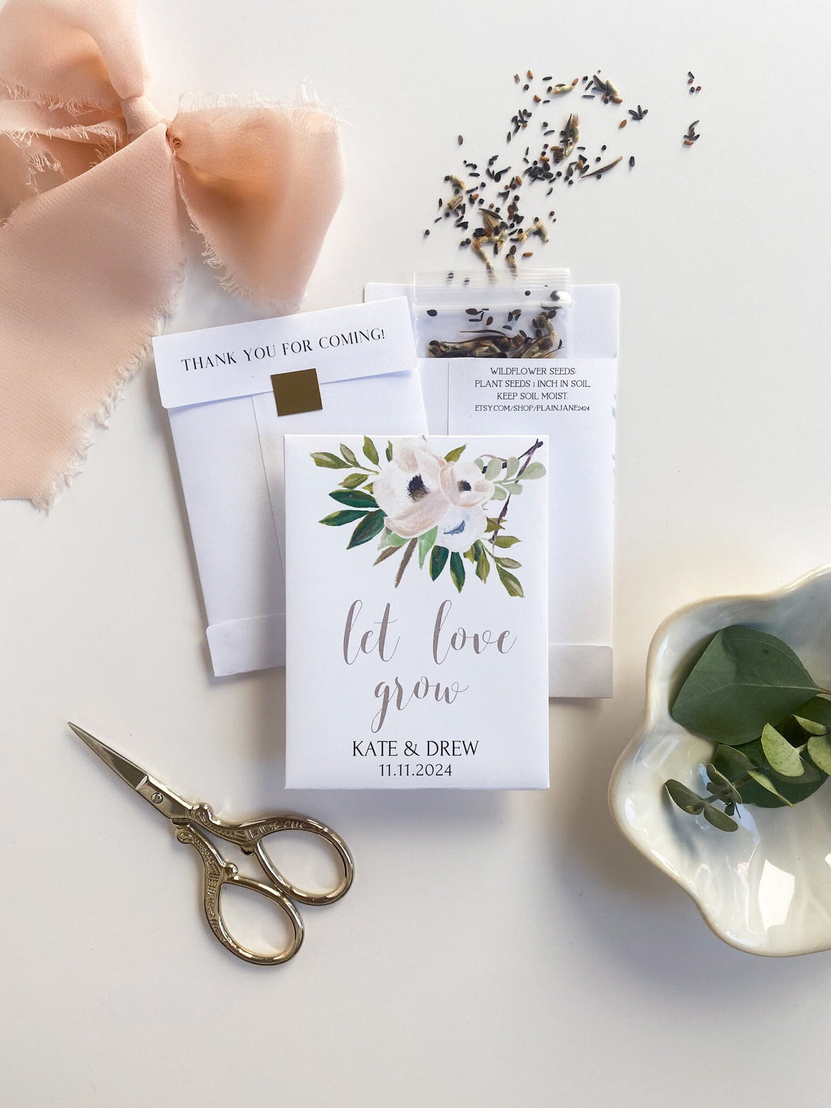 Personalized Wildflower Seed Packets | Let Love Grow Wedding Favors | Custom Seed Packet Favor | Bridal Shower Favor | Eco Friendly Wedding