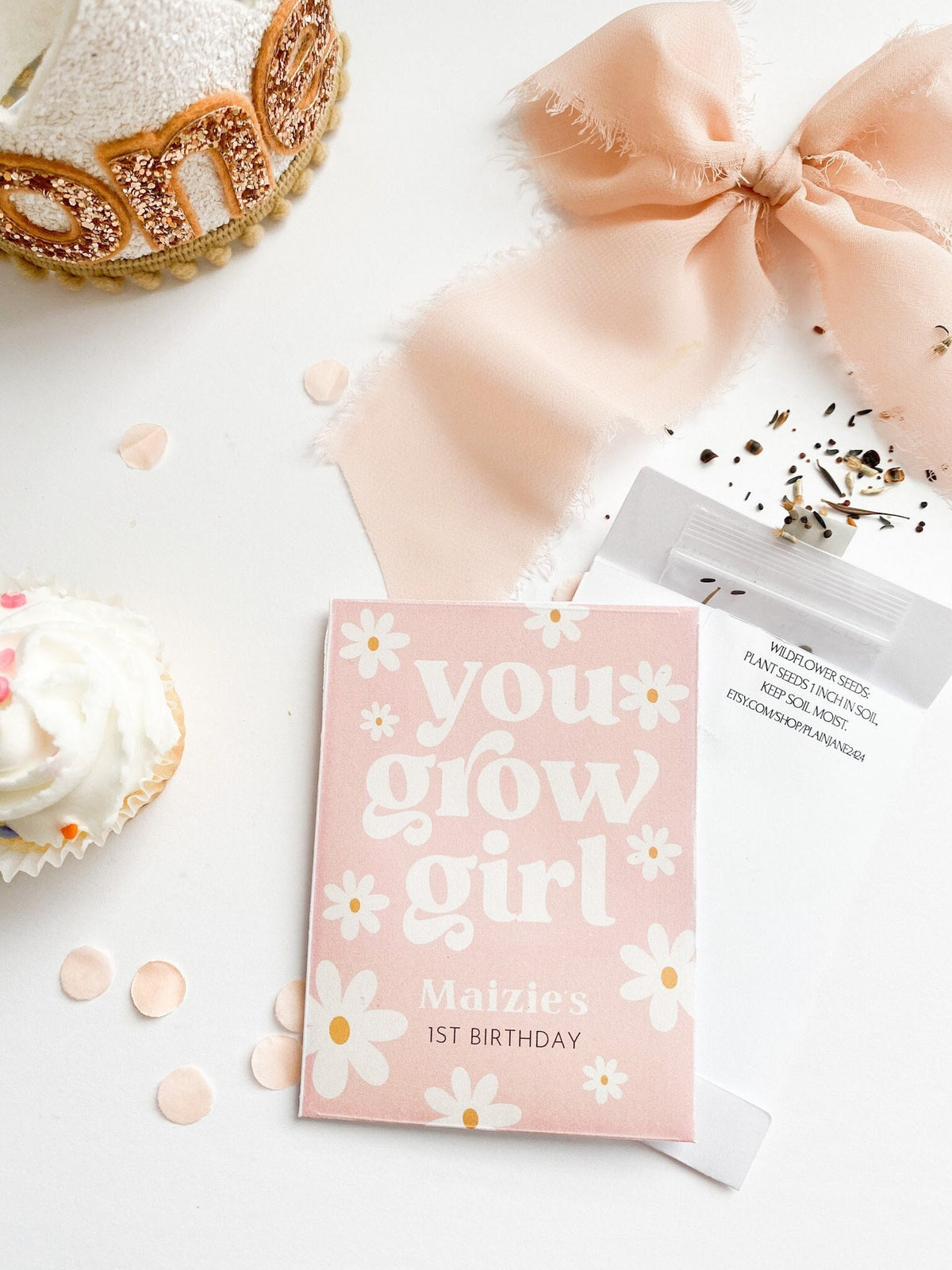 Custom Wildflower Seed Packets: Girl Birthday Party Favors