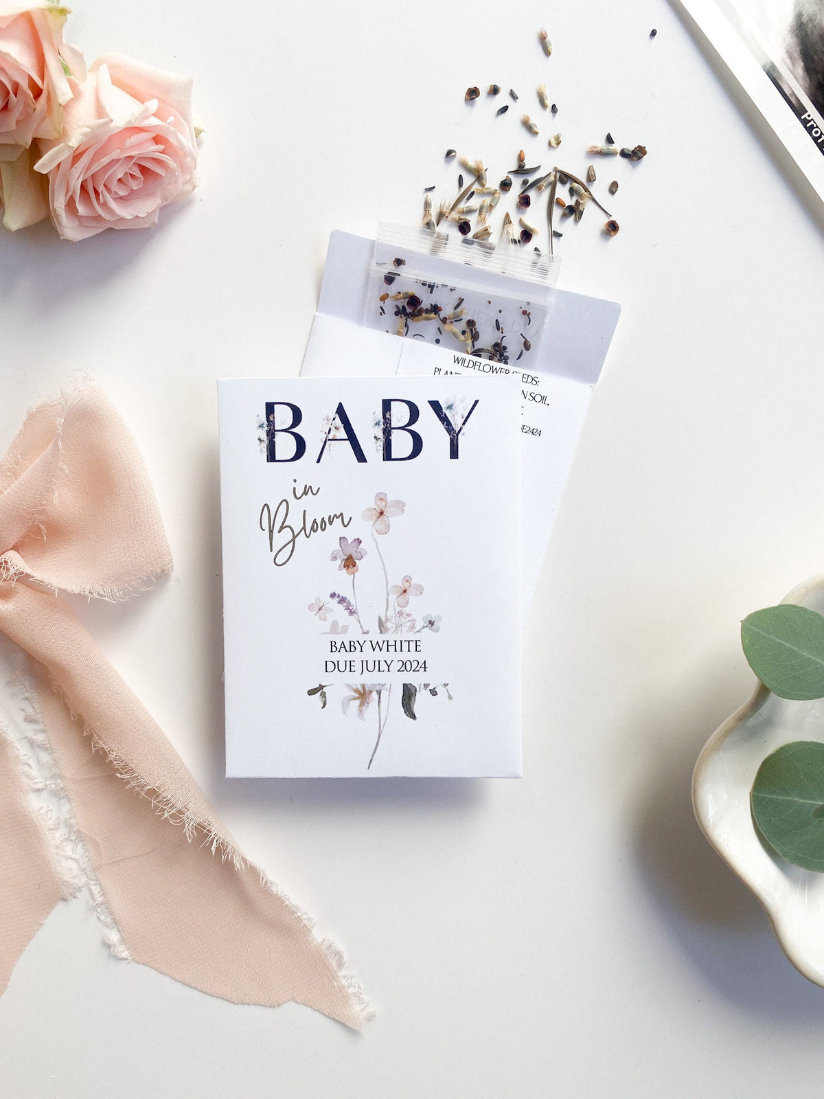 Wildflower Seed Packet Favors: Personalized Baby Shower Seed Envelopes