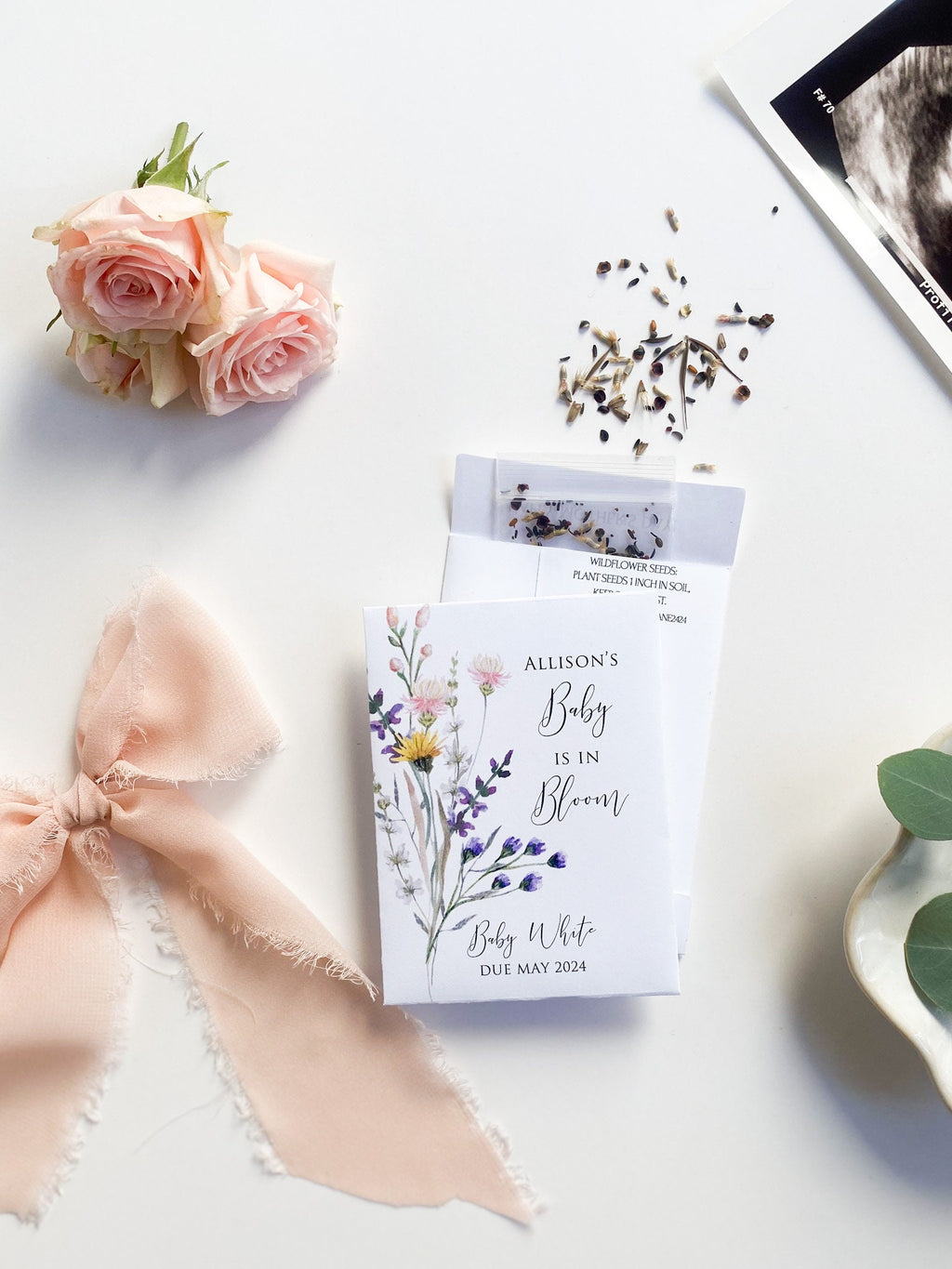 Custom Baby Shower Seed Packet Favors: Wildflower Seeds