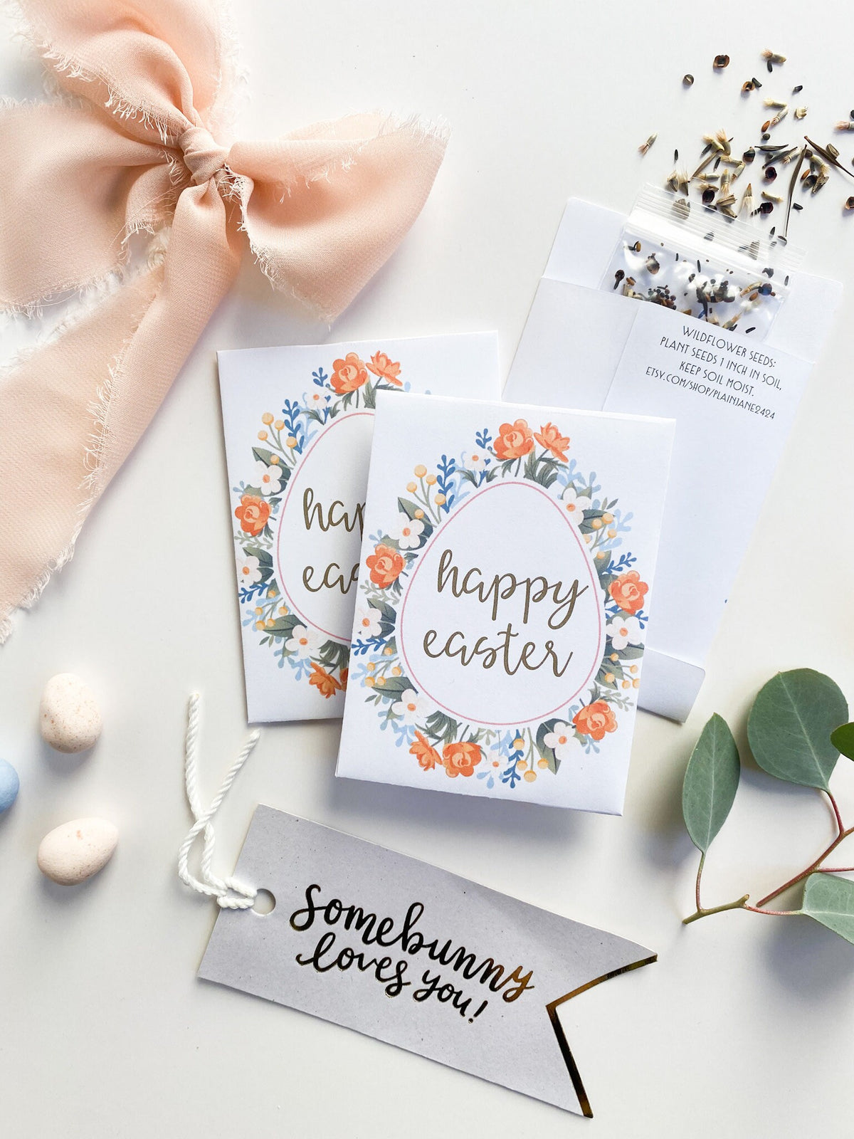Personalized Easter Seed Packets | Wildflower Seed Favors | Custom Easter Basket Stuffer | Spring Party Favor | Non Candy Easter Gift