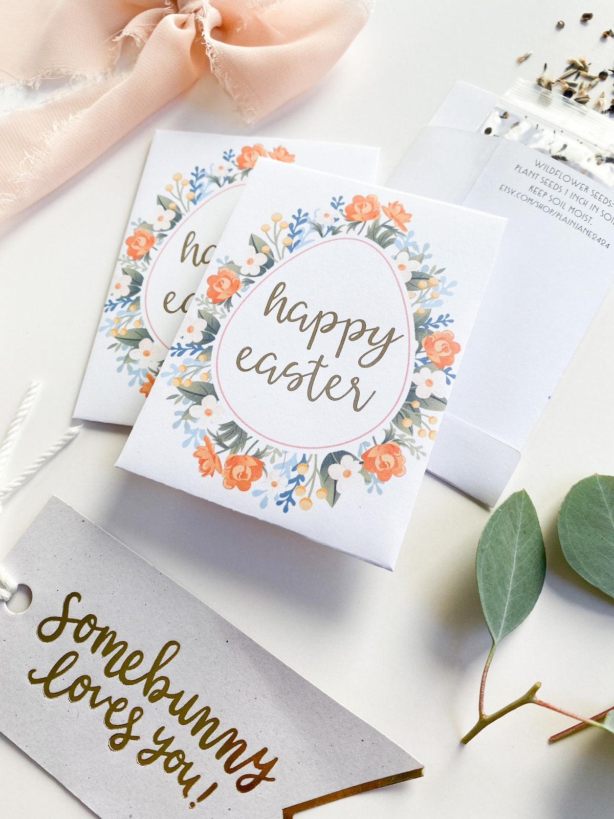 Personalized Easter Seed Packets | Wildflower Seed Favors | Custom Easter Basket Stuffer | Spring Party Favor | Non Candy Easter Gift