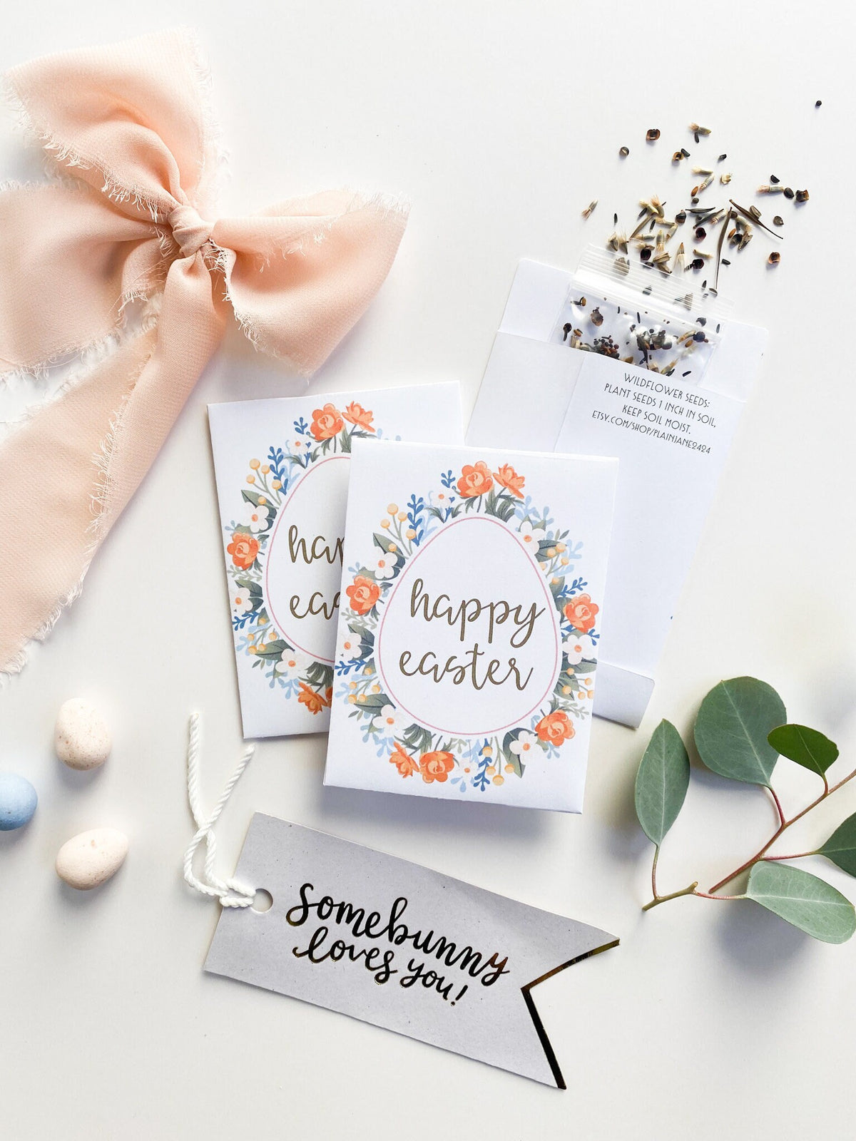 Personalized Easter Seed Packets | Wildflower Seed Favors | Custom Easter Basket Stuffer | Spring Party Favor | Non Candy Easter Gift
