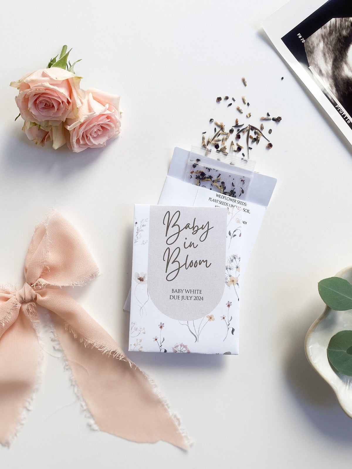 Baby in Bloom Wildflower Seed Packet Favors: Gender Neutral Baby Shower