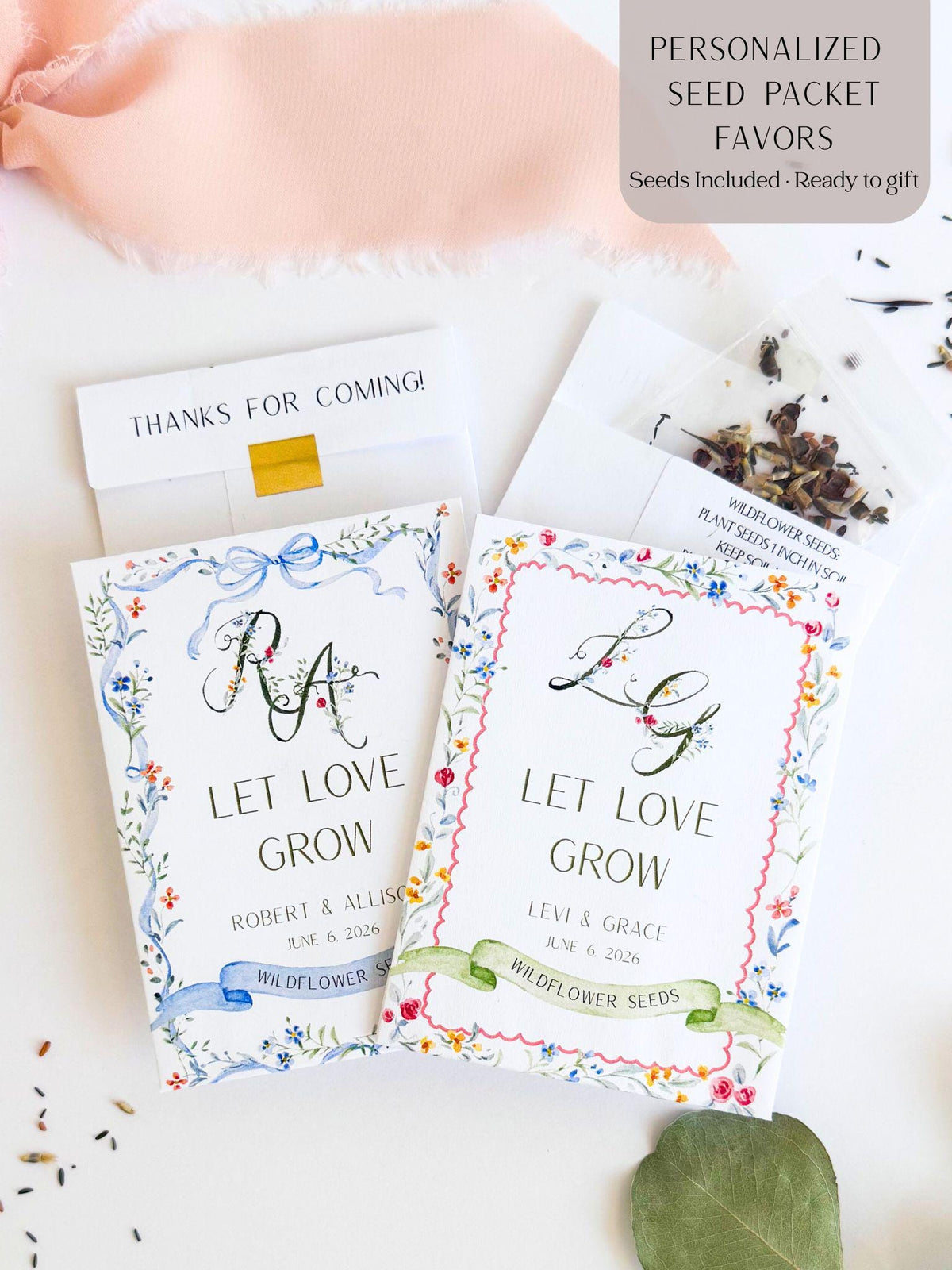 Wedding Favors for Guests – Let Love Grow Seed Packets – Personalized Eco Friendly Wedding Favor