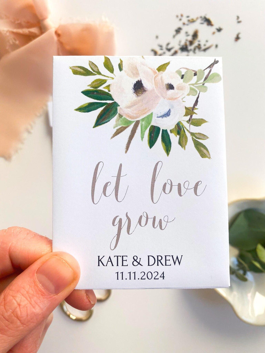 Personalized Wildflower Seed Packets | Let Love Grow Wedding Favors | Custom Seed Packet Favor | Bridal Shower Favor | Eco Friendly Wedding
