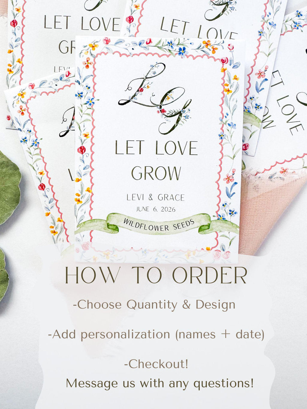 Personalized Wildflower Seed Packets | Let Love Grow Wedding Favors | Custom Seed Packet Favor | Bridal Shower Favor | Eco Friendly Wedding