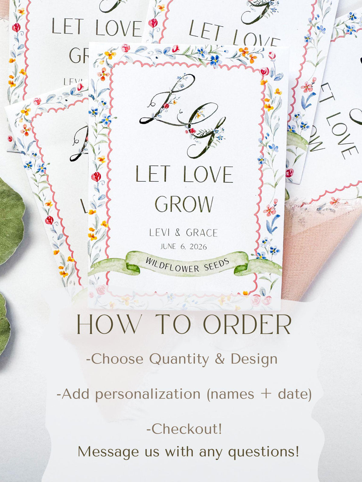 Personalized Wildflower Seed Packets | Let Love Grow Wedding Favors | Custom Seed Packet Favor | Bridal Shower Favor | Eco Friendly Wedding