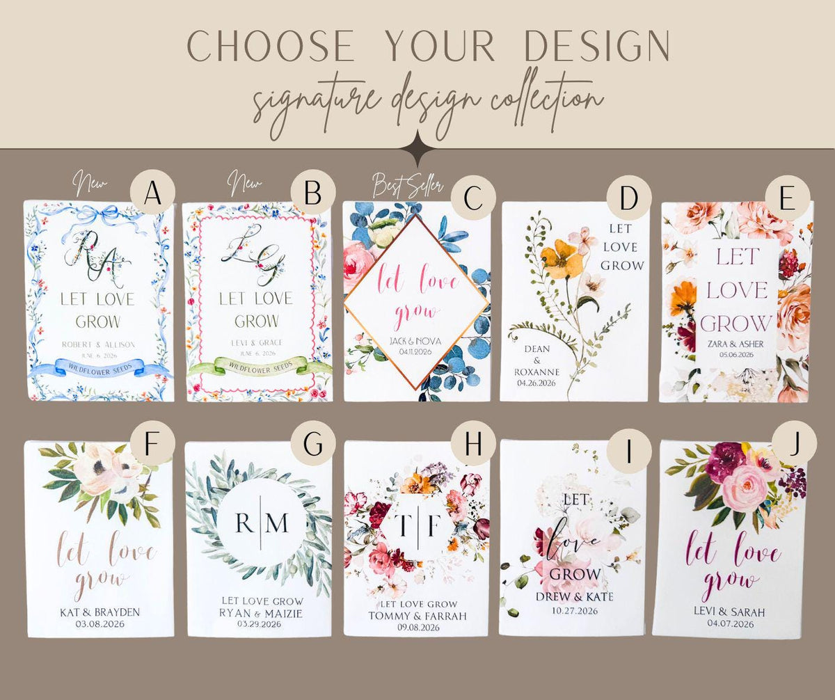 Let Love Grow Wedding Favor – Personalized Seed Packet Favors with Seeds Included, Ready to Gift