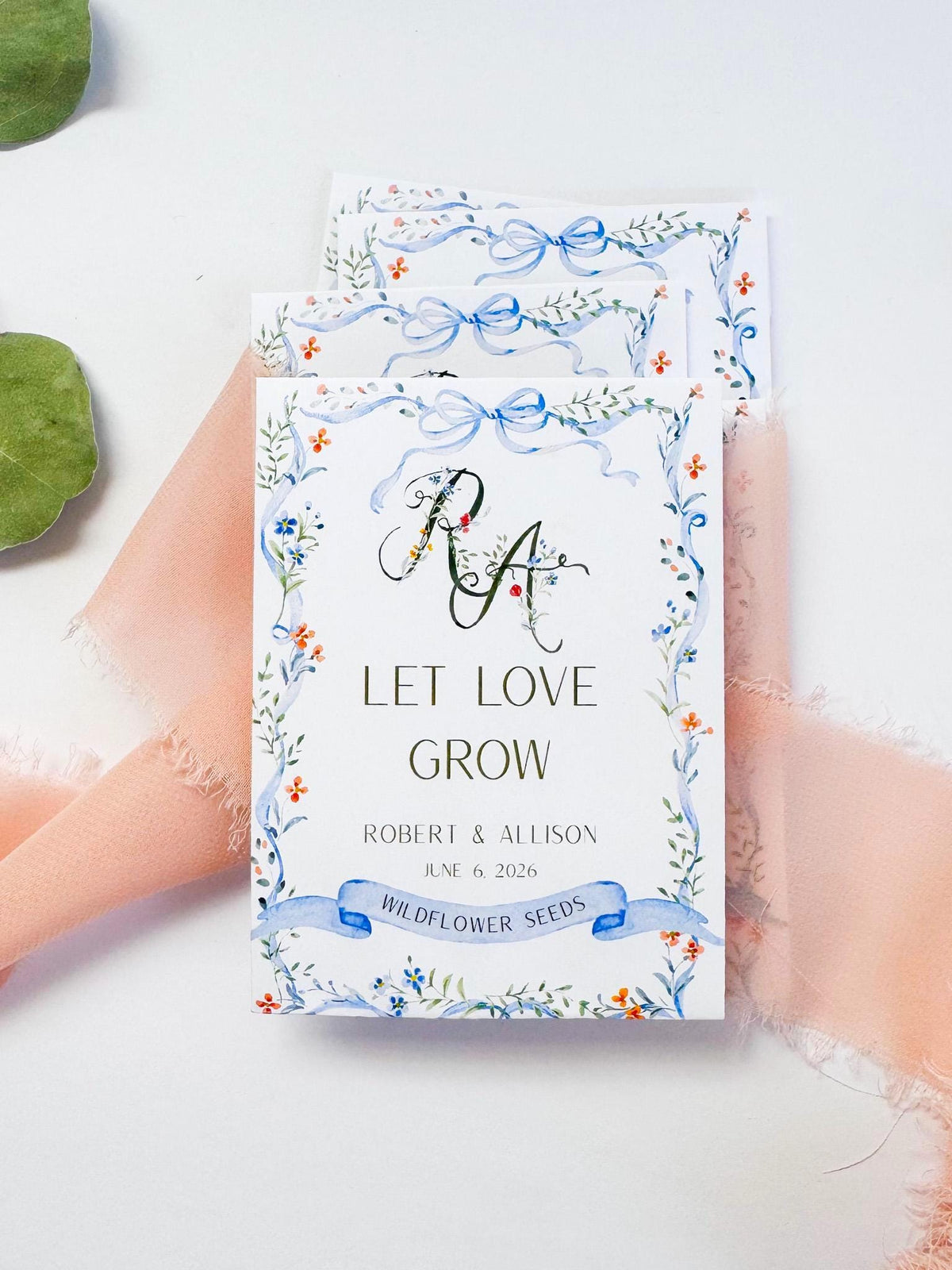 Let Love Grow Wedding Favor – Personalized Seed Packet Favors with Seeds Included, Ready to Gift