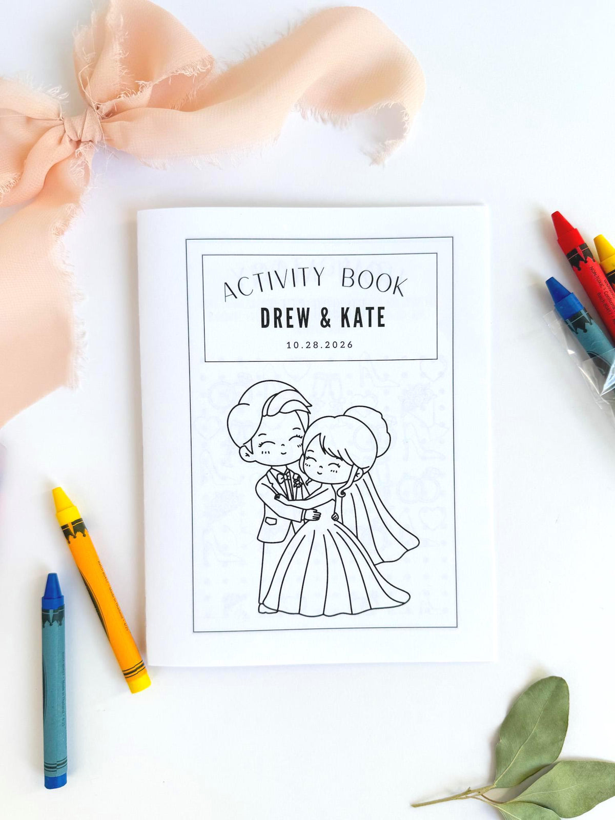 Custom Wedding Activity Book for Kids, Personalized Coloring Book, Kids Reception Table Activity, Flower Girl Ring Bearer Favor