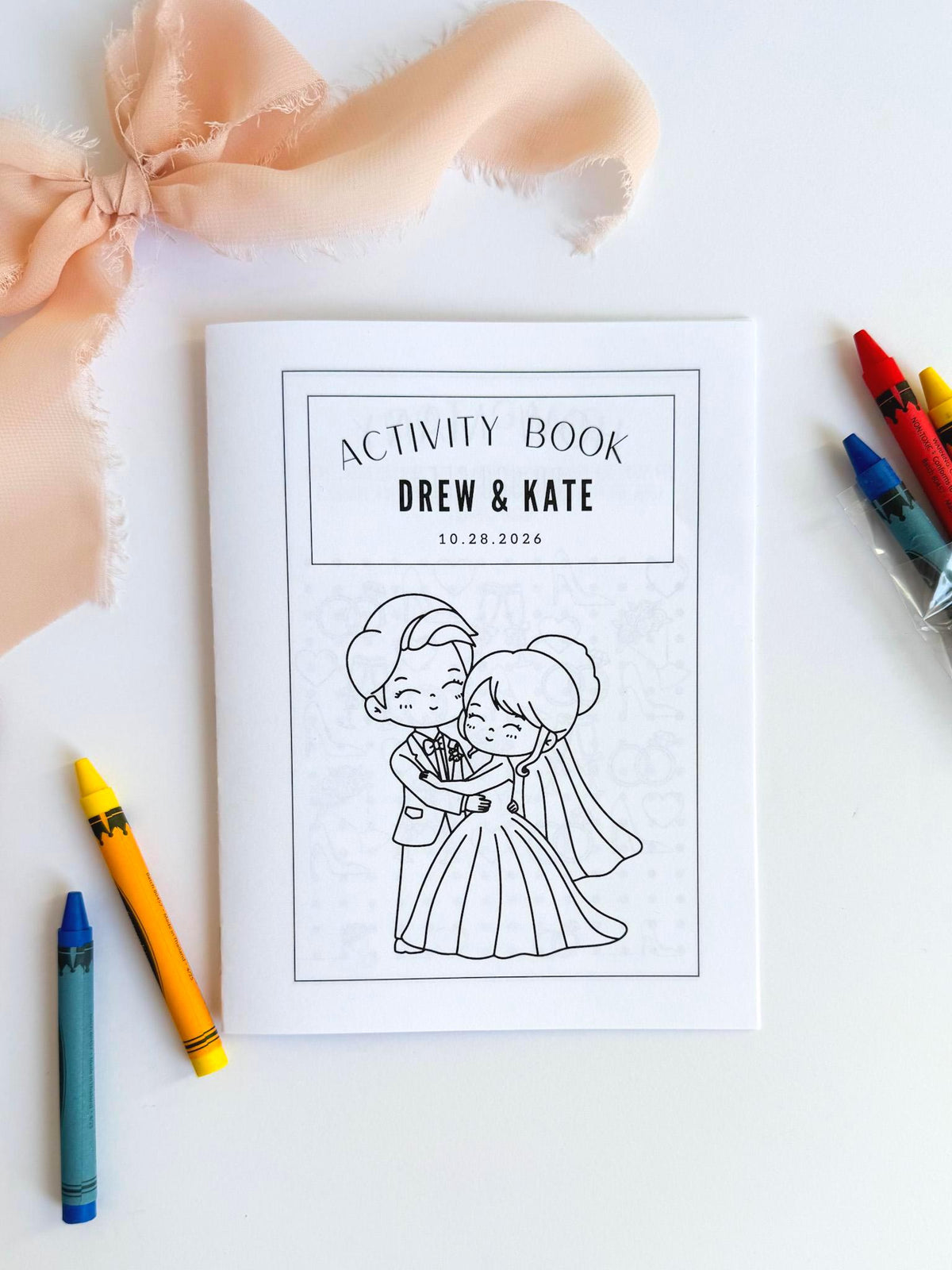 Custom Wedding Activity Book for Kids, Personalized Coloring Book, Kids Reception Table Activity, Flower Girl Ring Bearer Favor